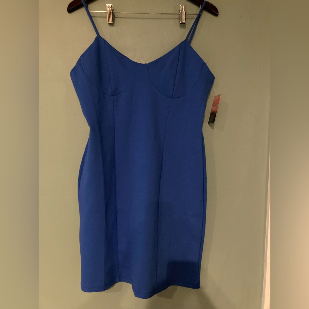 Blue Spaghetti Strap Mini Dress 1X